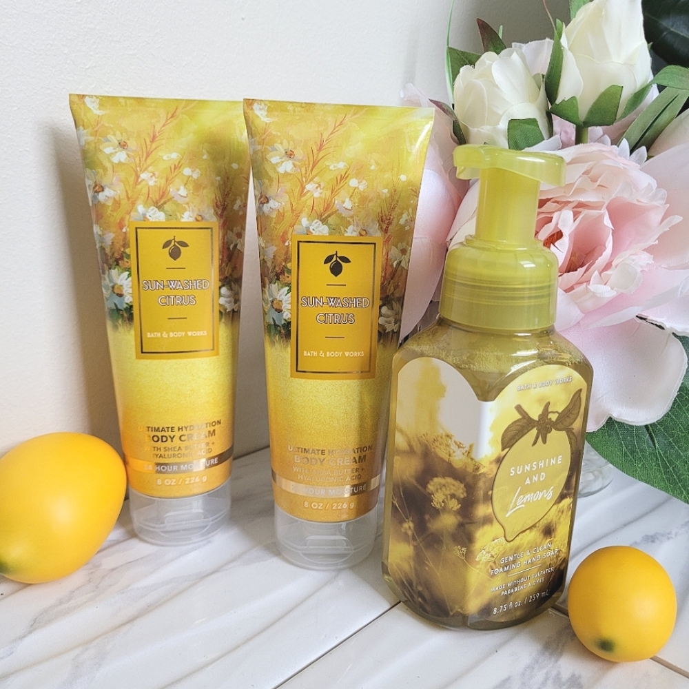 Sunwashed Citrus Body Cream Sunshine & Lemons Foaming Soap Bath & Body Works Nwt